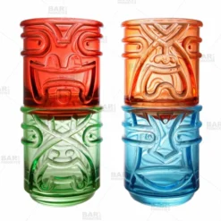 Colored Tiki Stacking Tumblers (12oz) - Set Of 4