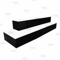 BarConic® LED Liquor Bottle Display Shelf - Outside Corner - 2 Steps - Black -Endurance Sales 2 tier outside corner led liquor bottle display shelves bpc 6