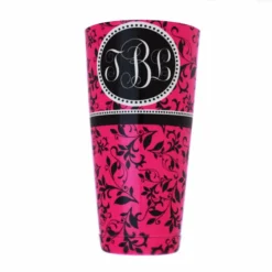 ADD YOUR NAME - Cocktail Shaker Tin - 28 Oz Weighted - Pink Swirls Monogram