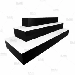 BarConic® LED Liquor Bottle Display Shelf - Outside Corner - 3 Steps - Black -Endurance Sales 3 tier outside corner led liquor bottle display shelves bpc 6