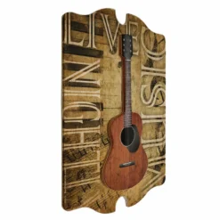 3D Wooden Guitar Tavern Sign - Live Music Nightly -Endurance Sales 3d wood guitar tavern sign angle