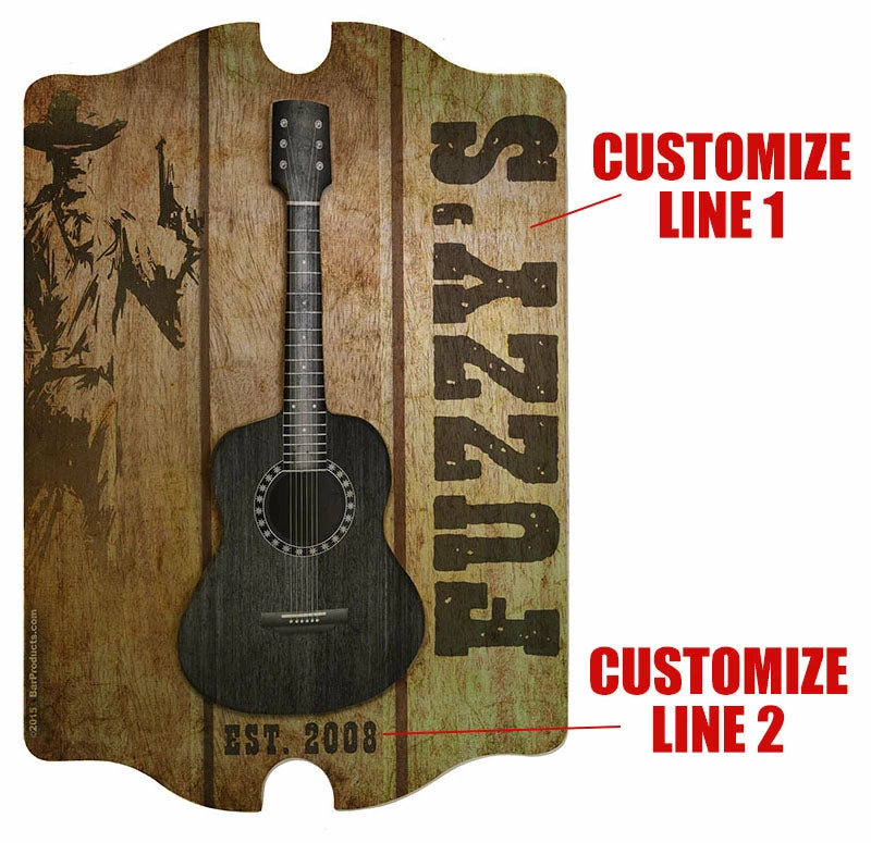 3D Wooden Guitar Tavern Sign - Country Theme 4 3D Wooden Guitar Tavern Sign - Country Theme - Image 2