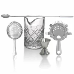 5 Piece Professional Diamond Pattern Stirred Cocktail Set