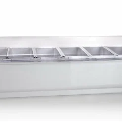 Roll Top Condiment Holder (Fruit Trays) With 1-Quart (6) Inserts -Endurance Sales 6 quat roll top condiment trays granishes holder white 2