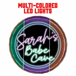 Custom LED Wood Barrel Top Sign - Babe Cave 11 Custom LED Wood Barrel Top Sign - Babe Cave -Endurance Sales BABE CAVE LISTING 1