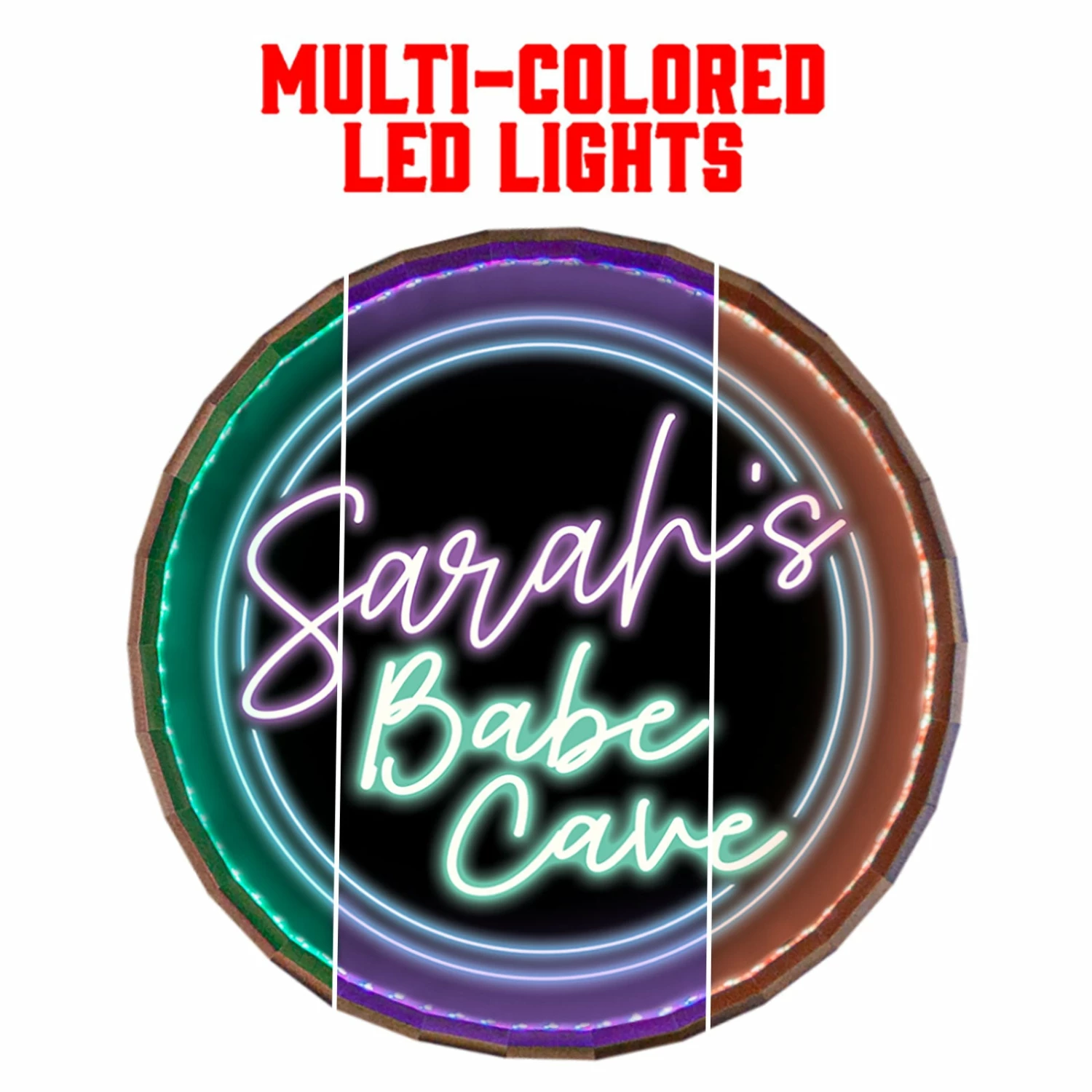 Custom LED Wood Barrel Top Sign - Babe Cave 6 Custom LED Wood Barrel Top Sign - Babe Cave - Image 4