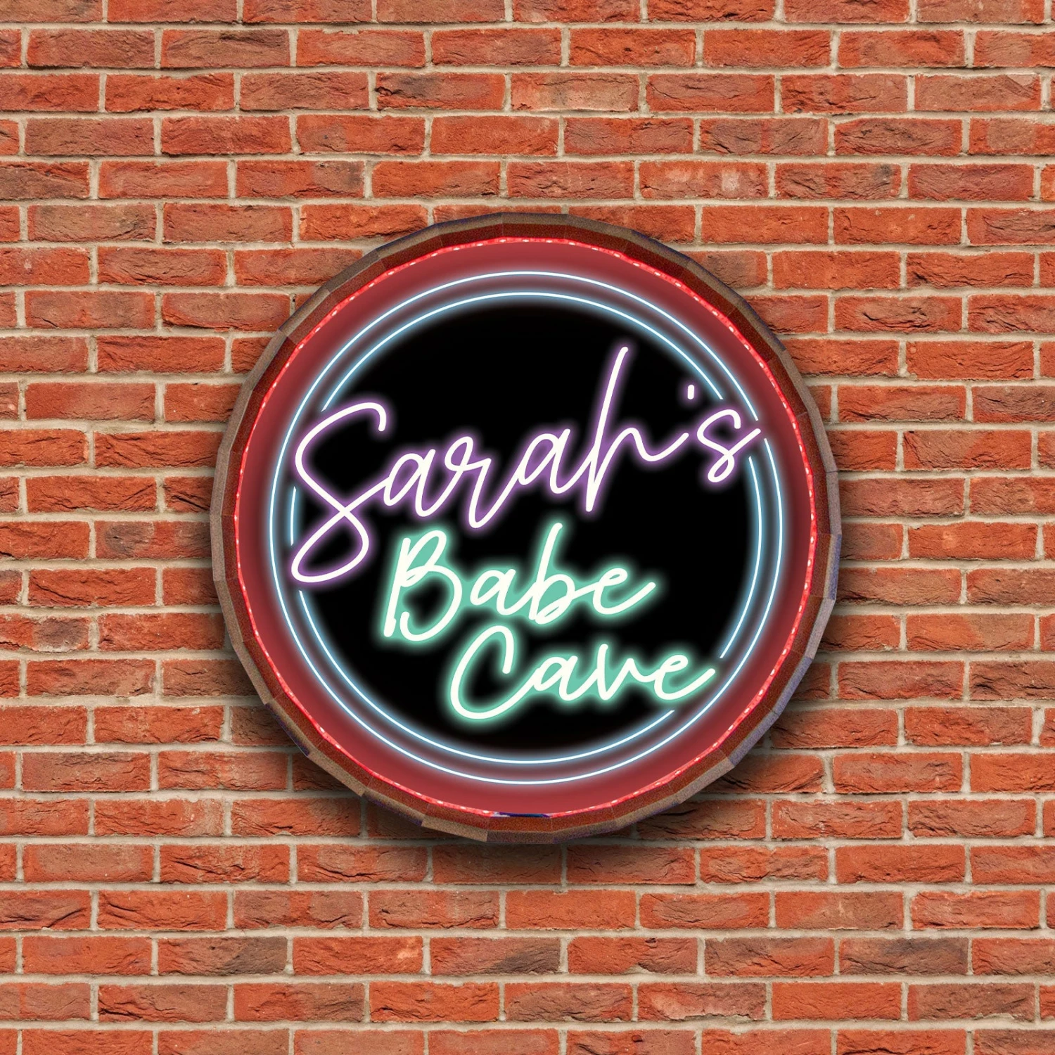 Custom LED Wood Barrel Top Sign - Babe Cave 4 Custom LED Wood Barrel Top Sign - Babe Cave - Image 2