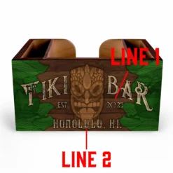 Customizable Wooden Bar Caddy - Tiki Leaves -Endurance Sales BACK CADDY TIKI LEAVES CUSTOM TEMPLATE