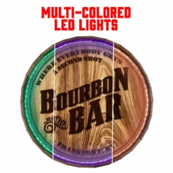 Custom LED Wood Barrel Top Sign - Bourbon Bar -Endurance Sales BOURBON BAR LISTING 1