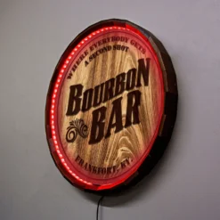 Custom LED Wood Barrel Top Sign - Bourbon Bar -Endurance Sales BOURBON BAR LISTING 3