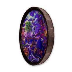 Tiki Drink Wood Barrel Top Sign/Clock -Endurance Sales BarrelTop SideAngledView BT KC BARR CB DRNK