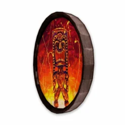 Tiki Hot Lava Wood Barrel Top Sign/Clock 11 Tiki Hot Lava Wood Barrel Top Sign/Clock -Endurance Sales BarrelTop SideAngledView BT KC BARR CB LAVA