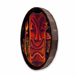 Midnight Sun Wood Barrel Top Sign/Clock -Endurance Sales BarrelTop SideAngledView BT KC BARR CB MSUN