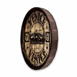 Venice Stamp Barrel Top Tavern Sign 9 Venice Stamp Barrel Top Tavern Sign -Endurance Sales BarrelTop SideAngledView BT KC BARR SIGN VEN