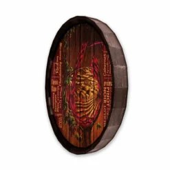 Vino Barrel Top Tavern Sign -Endurance Sales BarrelTop SideAngledView BT KC BARR SIGN VIN