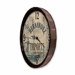 Custom Wood Barrel Top Clock - Vintage Imports -Endurance Sales BarrelTop SideAngledView LG BARR CLOCK IMPRTS