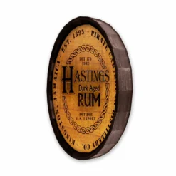 Jamaican Rum Barrel Top Tavern Sign -Endurance Sales BarrelTop SideAngledView LG BT KC BARR SIGN JRUM