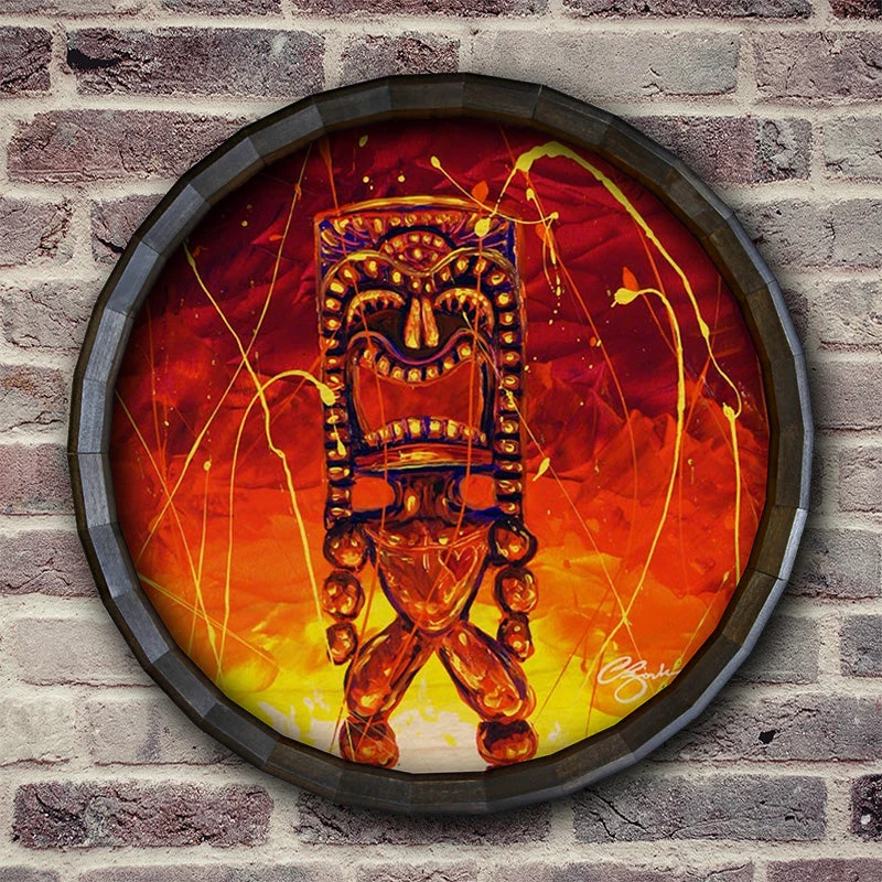 Tiki Hot Lava Wood Barrel Top Sign/Clock 6 Tiki Hot Lava Wood Barrel Top Sign/Clock - Image 4
