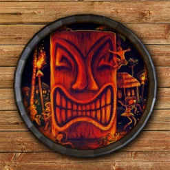 Midnight Sun Wood Barrel Top Sign/Clock -Endurance Sales BarrelTop StraightFlatView BT KC BARR CB MSUN