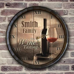Custom Wood Barrel Top Clock – Free Wine Tasting -Endurance Sales BarrelTop StraightFlatView LG BARR CLOCK FREE WINE