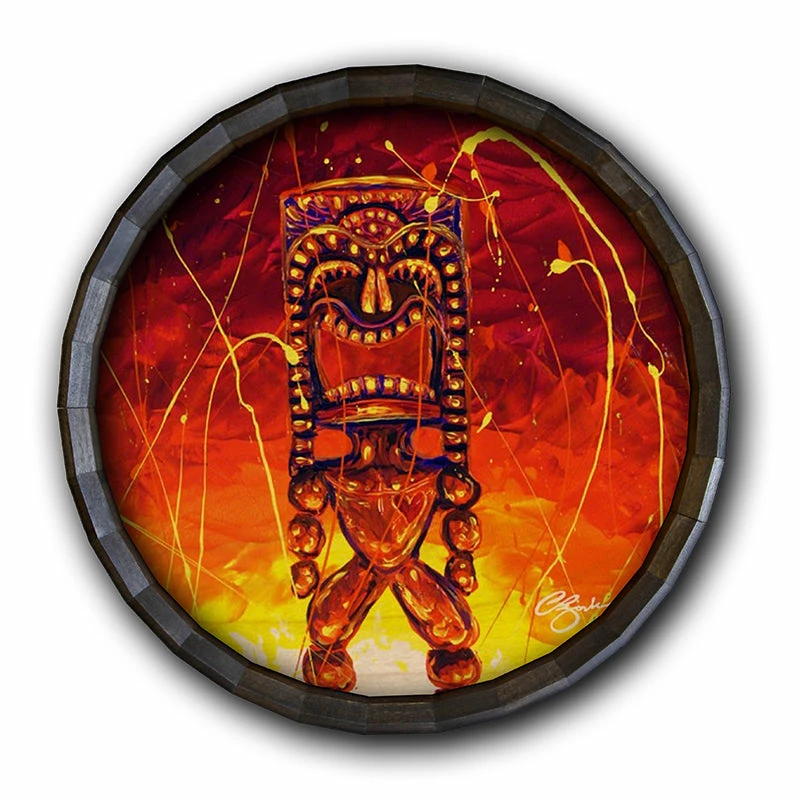 Tiki Hot Lava Wood Barrel Top Sign/Clock 5 Tiki Hot Lava Wood Barrel Top Sign/Clock - Image 3