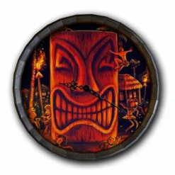 Midnight Sun Wood Barrel Top Sign/Clock -Endurance Sales BarrelTop StraightFlatView 0011 BT KC BARR CB MSUNwithClock