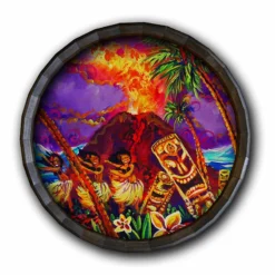 Tiki Hula Show Bar Wood Barrel Top Sign/Clock -Endurance Sales BarrelTop StraightFlatView 0012 BT KC BARR CB SHOW