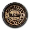 Manhattan Stamp Barrel Top Tavern Sign -Endurance Sales BarrelTop StraightFlatView 0028 BT KC BARR SIGN MAN