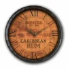 Custom Wood Barrel Top Clock – Caribbean Rum -Endurance Sales BarrelTop StraightFlatView 0049 LG BARR CLOCK CARIB RUM