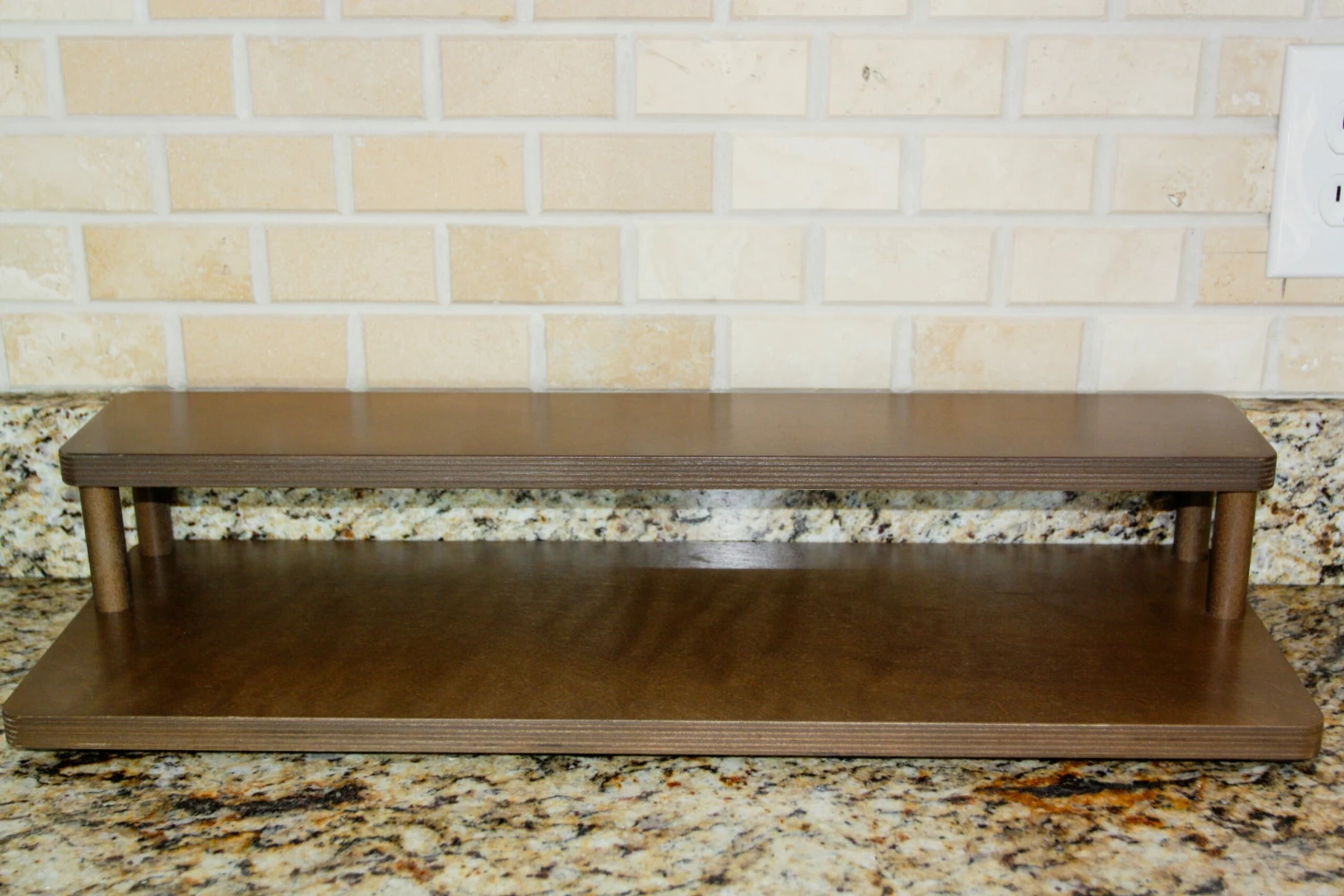 Counter Caddies™ - Walnut-Stained Straight Shelf - Liquor/Wine Bottle Display - 24" Length 7 Counter Caddies™ - Walnut-Stained Straight Shelf - Liquor/Wine Bottle Display - 24" Length - Image 5