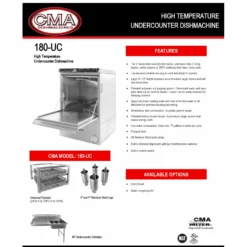 CMA High Temp Under Counter Growler & Bottle Washer -Endurance Sales DW 180UC