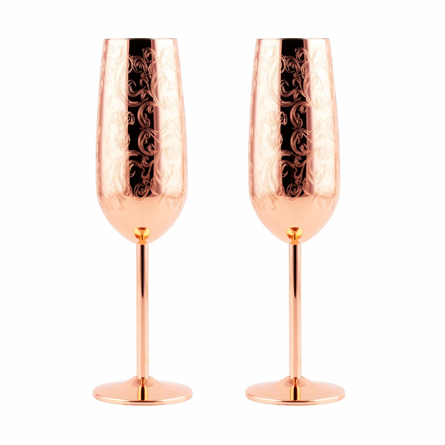Copper Etched Champagne Glass - Set Of 2 - 9 Ounce 3 Copper Etched Champagne Glass - Set Of 2 - 9 Ounce