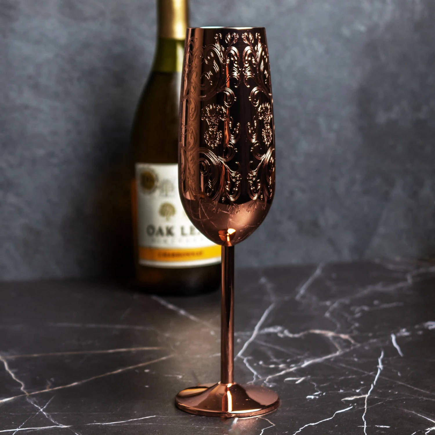 Copper Etched Champagne Glass - Set Of 2 - 9 Ounce 4 Copper Etched Champagne Glass - Set Of 2 - 9 Ounce - Image 2