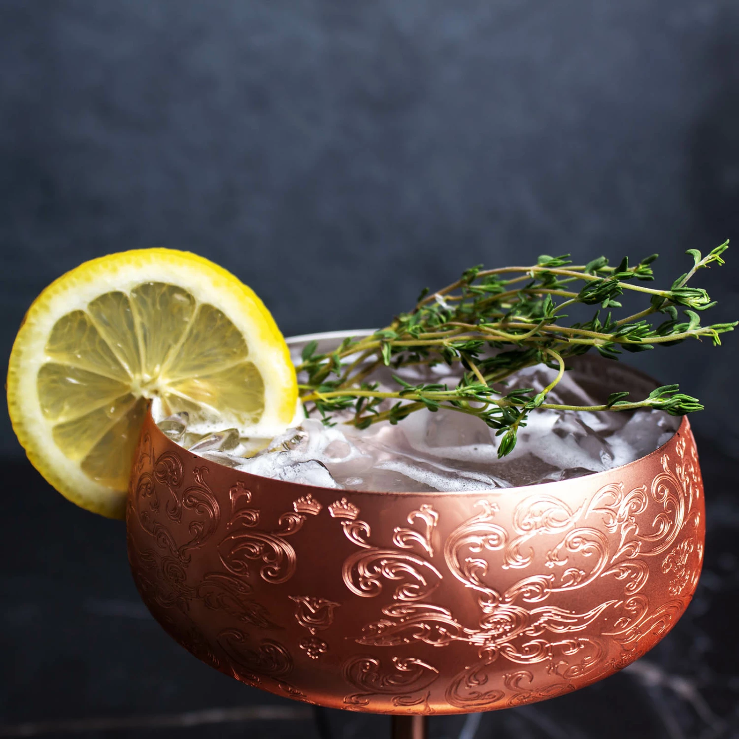 Copper Etched Coupe Glass - Set Of 2 - 14 Ounce 5 Copper Etched Coupe Glass - Set Of 2 - 14 Ounce - Image 3