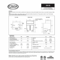 CMA Low Temp Under Counter Glasswasher With 1.25 KW Electric Tank Heater & Circular Conveyor 9 CMA Low Temp Under Counter Glasswasher With 1.25 KW Electric Tank Heater & Circular Conveyor -Endurance Sales DW GW 100 1