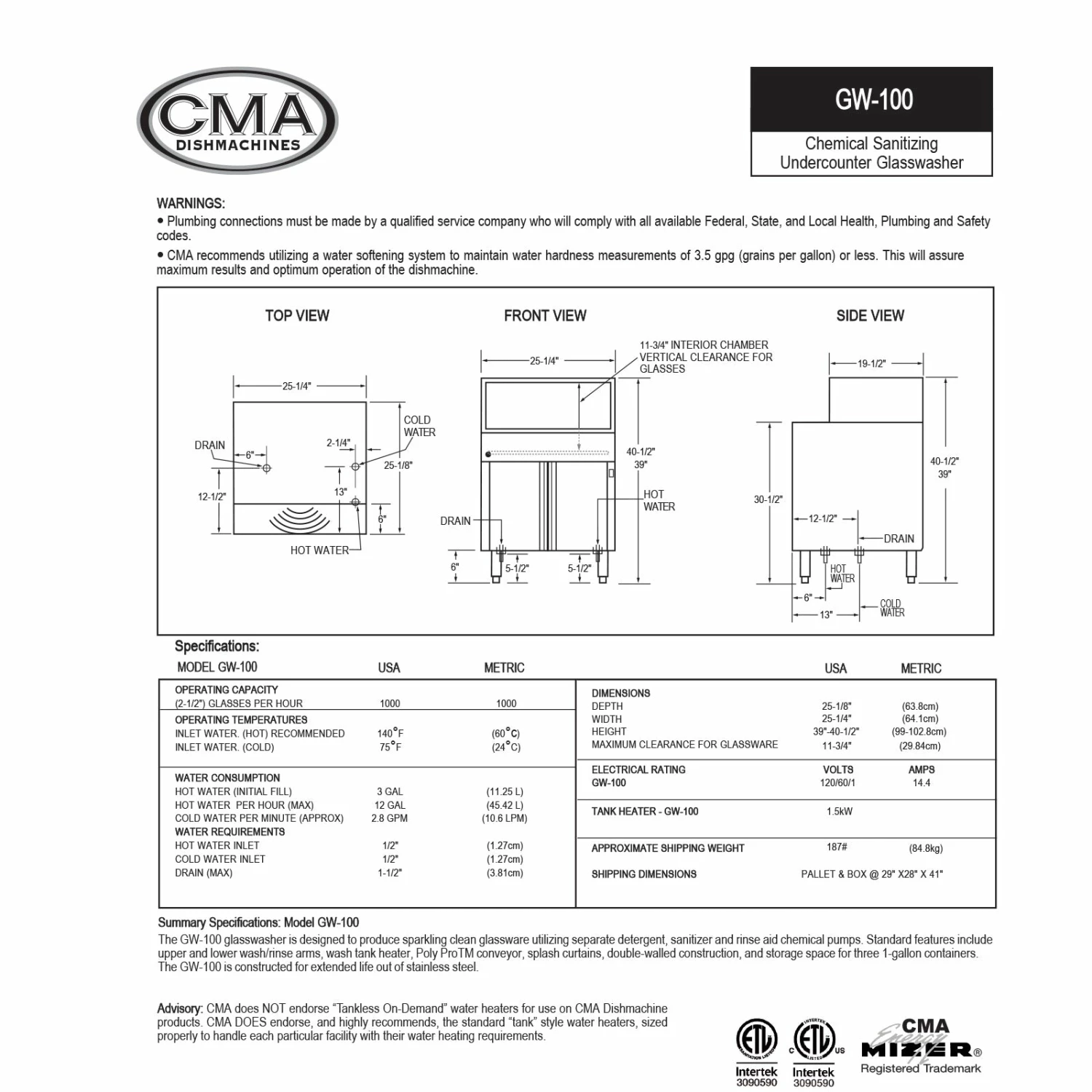 CMA Low Temp Under Counter Glasswasher With 1.25 KW Electric Tank Heater & Circular Conveyor 6 CMA Low Temp Under Counter Glasswasher With 1.25 KW Electric Tank Heater & Circular Conveyor - Image 4