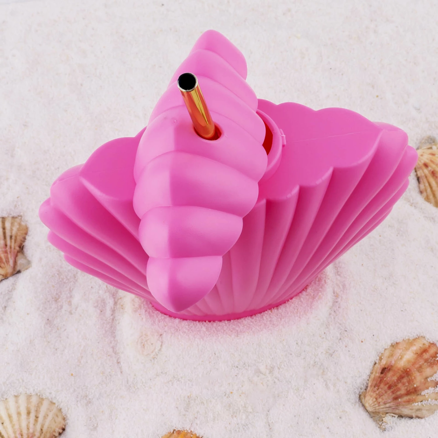 Pink Seashell Cup W/Lid & Straw - 15 Ounce 5 Pink Seashell Cup W/Lid & Straw - 15 Ounce - Image 3