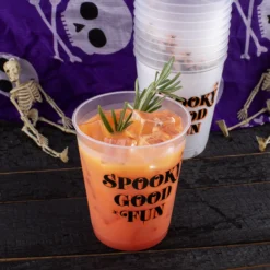 Stackable Reusable Tumblers - Spooky Good Fun Print (Set Of 10) - 16 Ounce -Endurance Sales DWPP SGF scene1copy