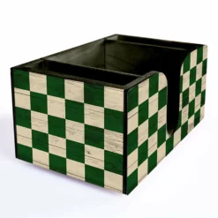 Wooden Bar Caddy - Green Checkerboard -Endurance Sales FRONT SIDE CADDY GREEN CHECKERBOARD TEMPLATE WEB