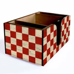 Wooden Bar Caddy - Red Checkerboard -Endurance Sales FRONT SIDE CADDY RED CHECKERBOARD TEMPLATE WEB