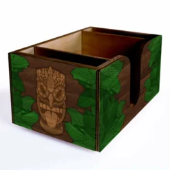 Customizable Wooden Bar Caddy - Tiki Leaves -Endurance Sales FRONT SIDE CADDY TIKI LEAVES TEMPLATE