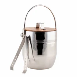BarConic® Double Wall Ice Bucket With Wooden Lid And Tong
