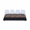 Wine Flight With Walnut Finish And Chalk Strip - Includes 12oz. Stemless Wine Glasses -Endurance Sales IMG 0825