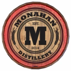 Custom LED Wood Barrel Top Sign - Distillery