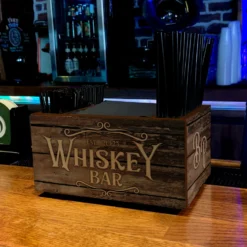 Customizable Wooden Bar Caddy - Whiskey Bar -Endurance Sales NAPKIN CADDY BAR PHOTO WHISKEY BAR