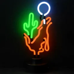 Coyote Moon Cactus Neon Sculpture