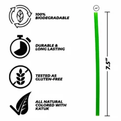 Pasta Straws - Gluten-Free - 7.5" - Green - 150 Pack -Endurance Sales STR PASTA LGR150 Main BPC 2