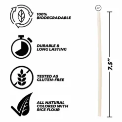 Pasta Straws - Gluten-Free - 7.5" - White - 150 Pack -Endurance Sales STR PASTA LWHT150 BPC 2