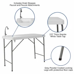 Foldable Portable Outdoor Table/Sink Combination - 4 Foot -Endurance Sales TB PYZ 116 B