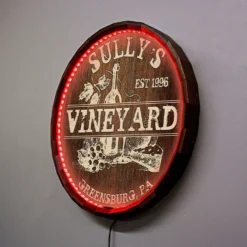 Custom LED Wood Barrel Top Sign - Vineyard -Endurance Sales VINEYARD LISTING 3